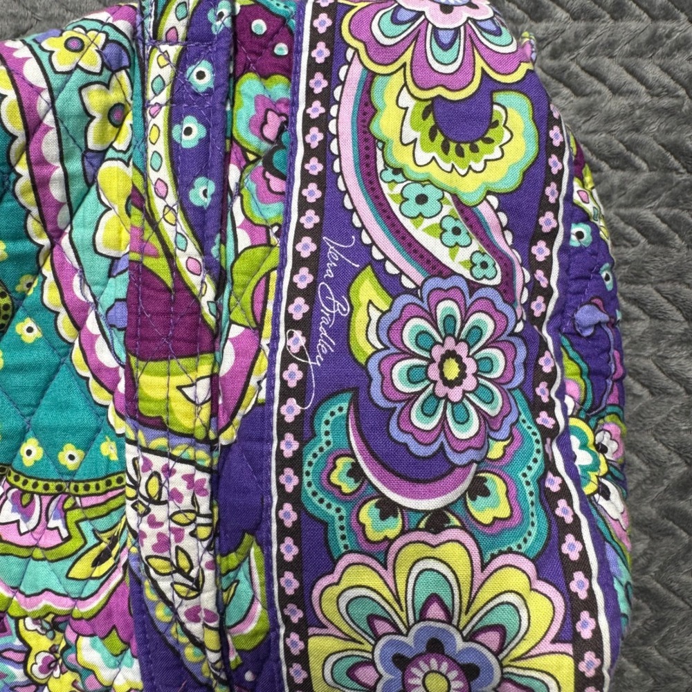Vera Bradley Duffel Bag Medium Purple Teal Paisley Lilli Bell Travel Bag - Picture 5 of 10